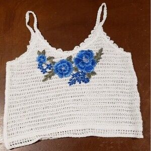 Crochet Tank with Flowers size S